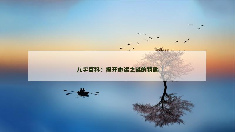八字百科：揭开命运之谜的钥匙