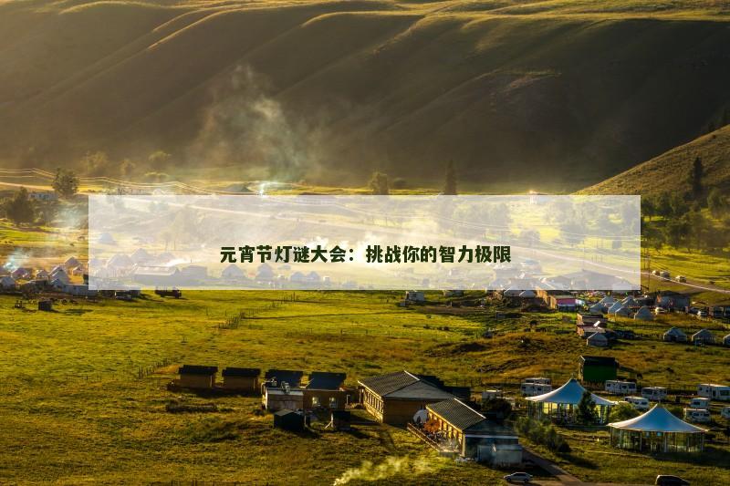 元宵节灯谜大会：挑战你的智力极限
