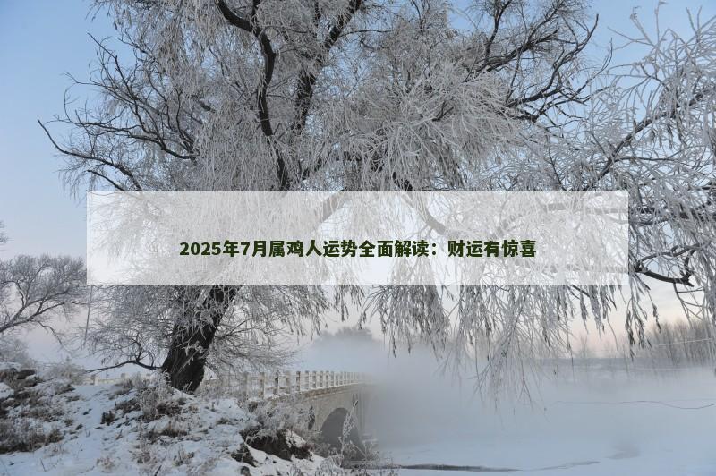 2025年7月属鸡人运势全面解读：财运有惊喜