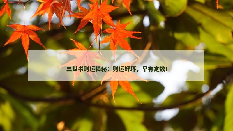 三世书财运揭秘：财运好坏，早有定数！