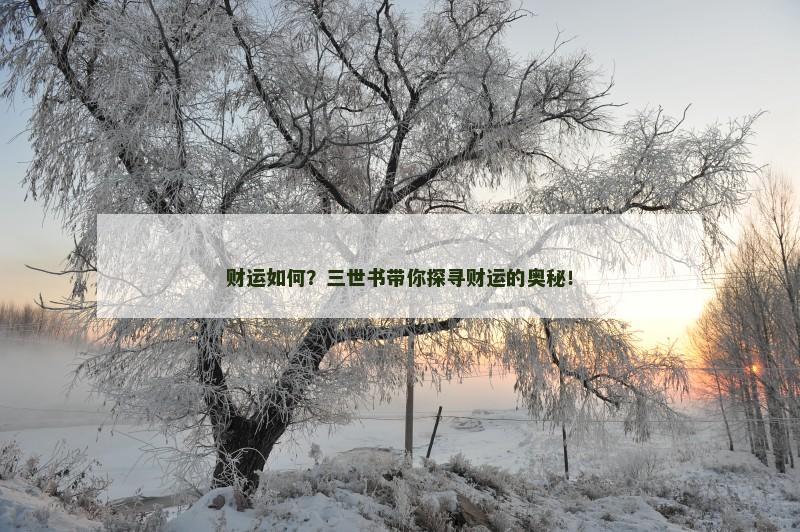 财运如何？三世书带你探寻财运的奥秘！