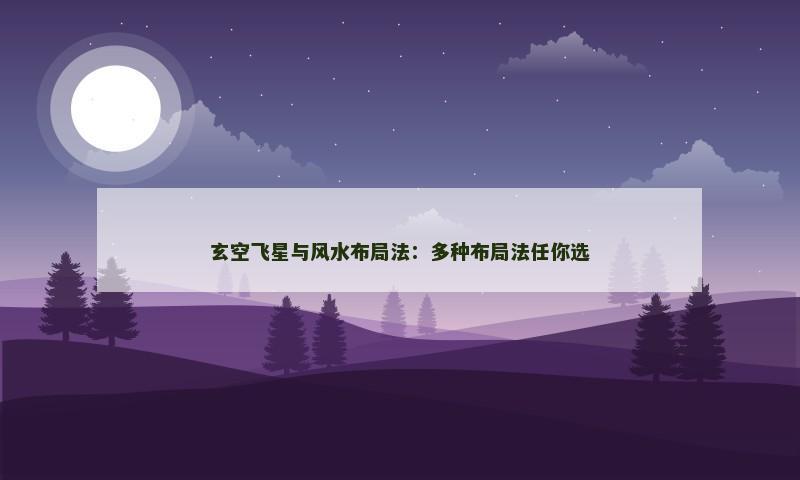 玄空飞星与风水布局法：多种布局法任你选