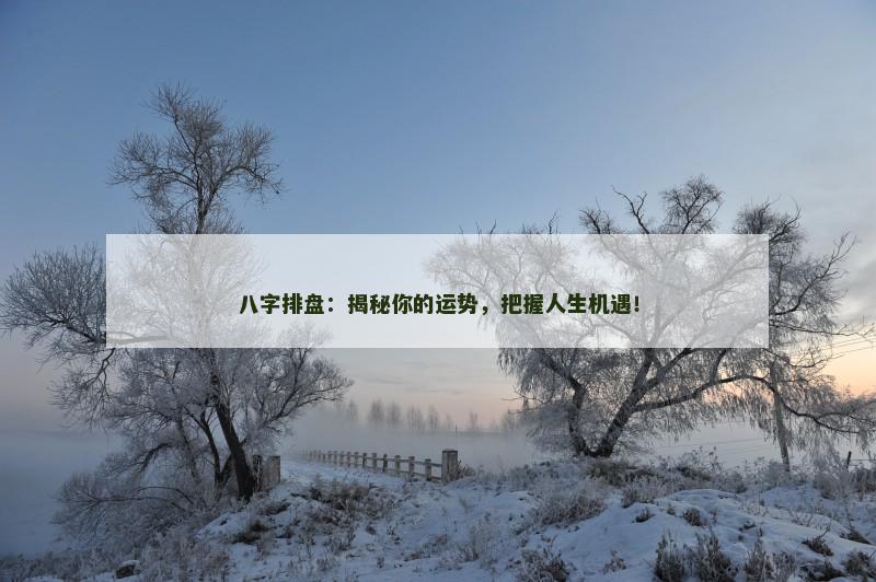 八字排盘：揭秘你的运势，把握人生机遇！