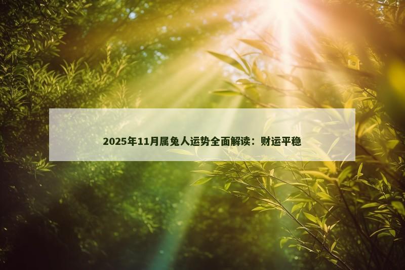 2025年11月属兔人运势全面解读：财运平稳