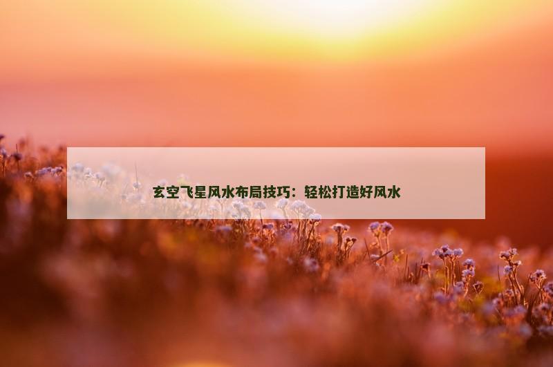 玄空飞星风水布局技巧：轻松打造好风水