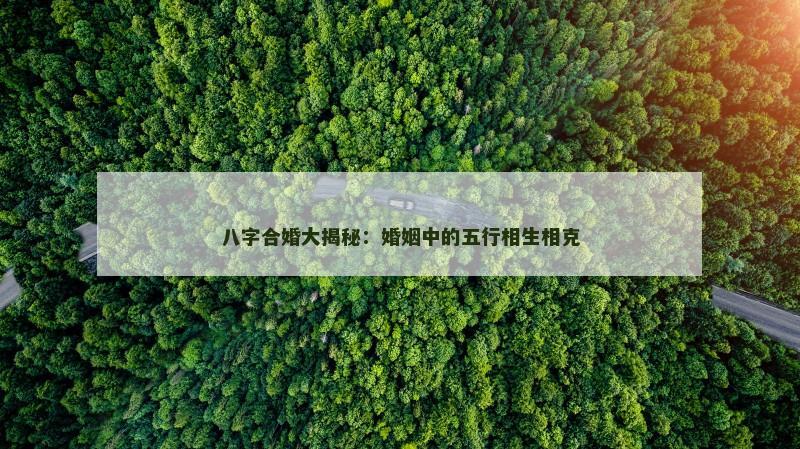 八字合婚大揭秘：婚姻中的五行相生相克
