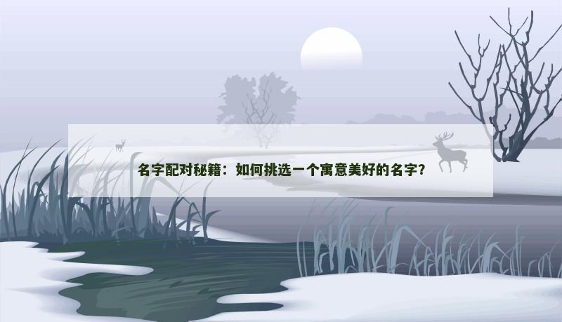 名字配对秘籍：如何挑选一个寓意美好的名字？