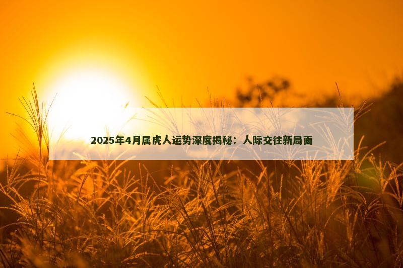 2025年4月属虎人运势深度揭秘：人际交往新局面