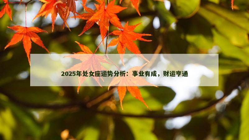 2025年处女座运势分析：事业有成，财运亨通