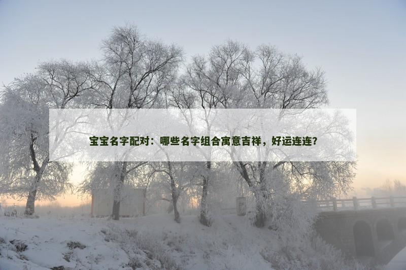 宝宝名字配对：哪些名字组合寓意吉祥，好运连连？