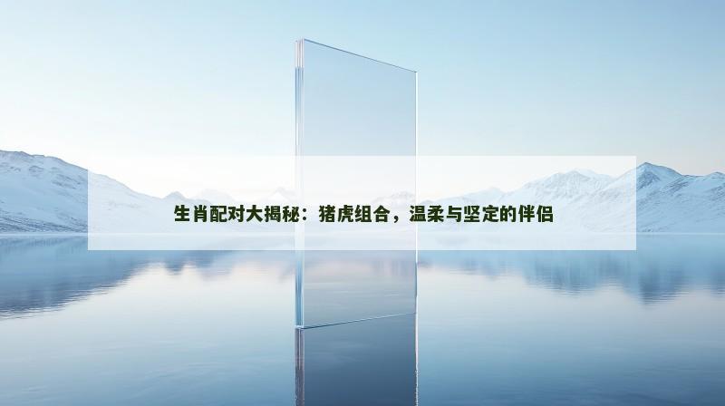 生肖配对大揭秘：猪虎组合，温柔与坚定的伴侣